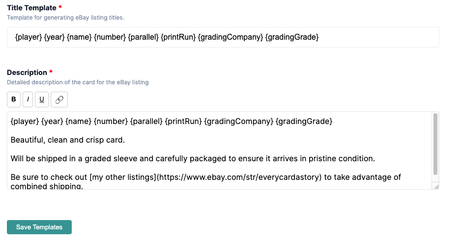 eBay listing templates in whuppit