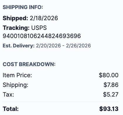 Cost breakdown on imported eBay purchases in whuppit